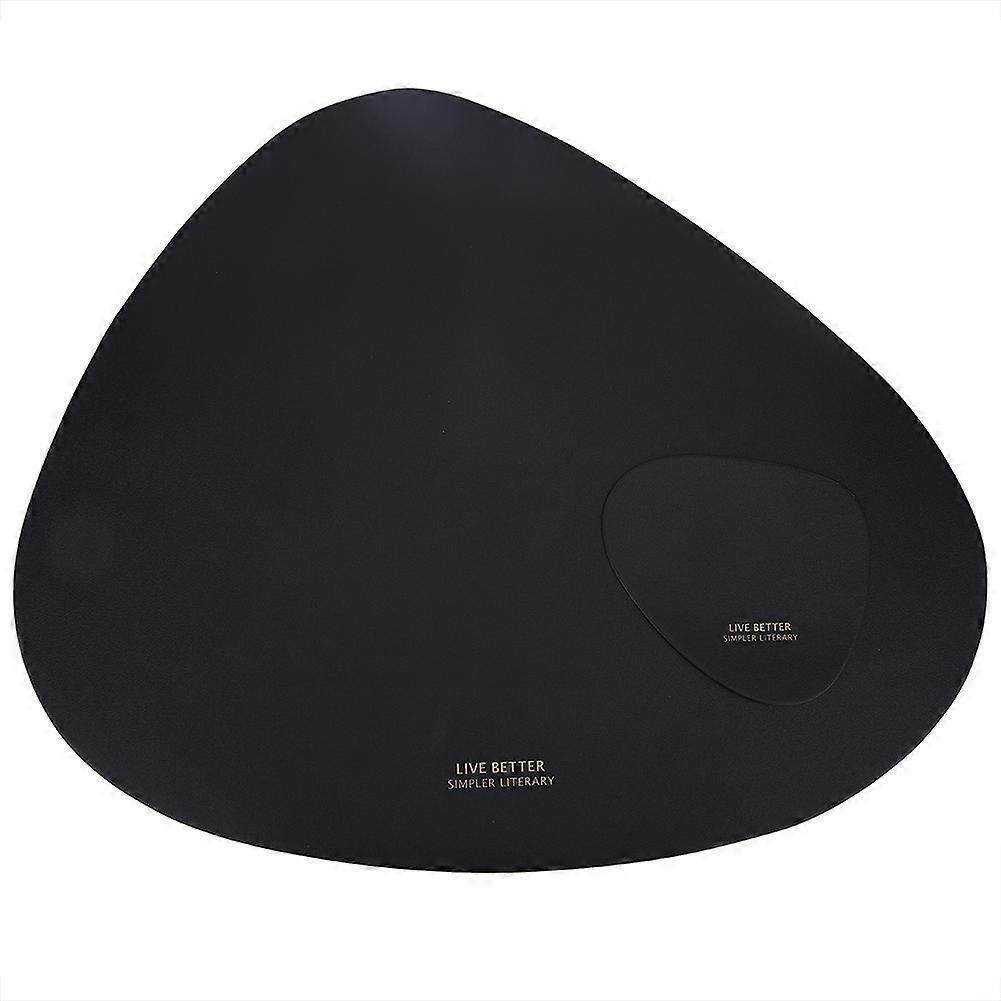 Nordic Triangular Leather Placemat Heat Insulation Anti Slip Waterproof Tableware Mat (Black)