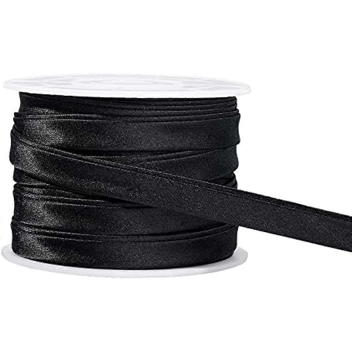 13.5 Yard 0.375 Inch Double Tape Fold Satin Binding Bias Ribbon Black