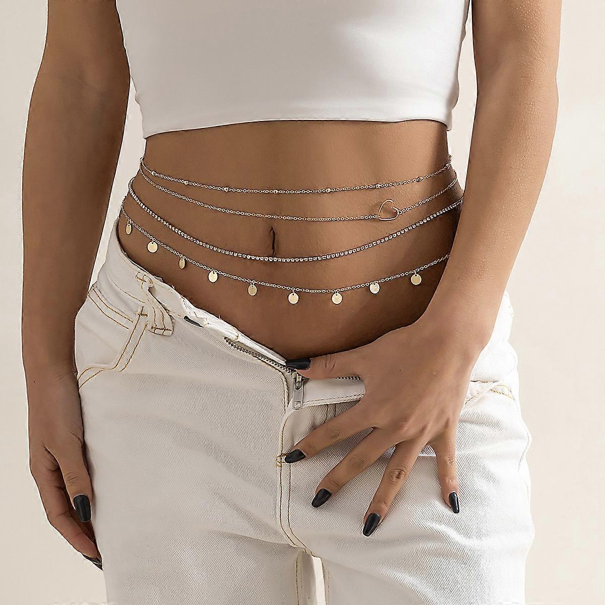 Waist Chain Metal Body Chain Multilayer Waist Chain Belt gold