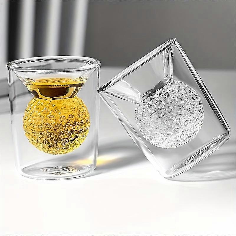 2pcs Golf Ball-Shaped Insulated Glass Cups - Double Walled, Lead-Free, Reusable, and Multipurpose Drinking Glasses for Hot and Cold Beverages, Juice,