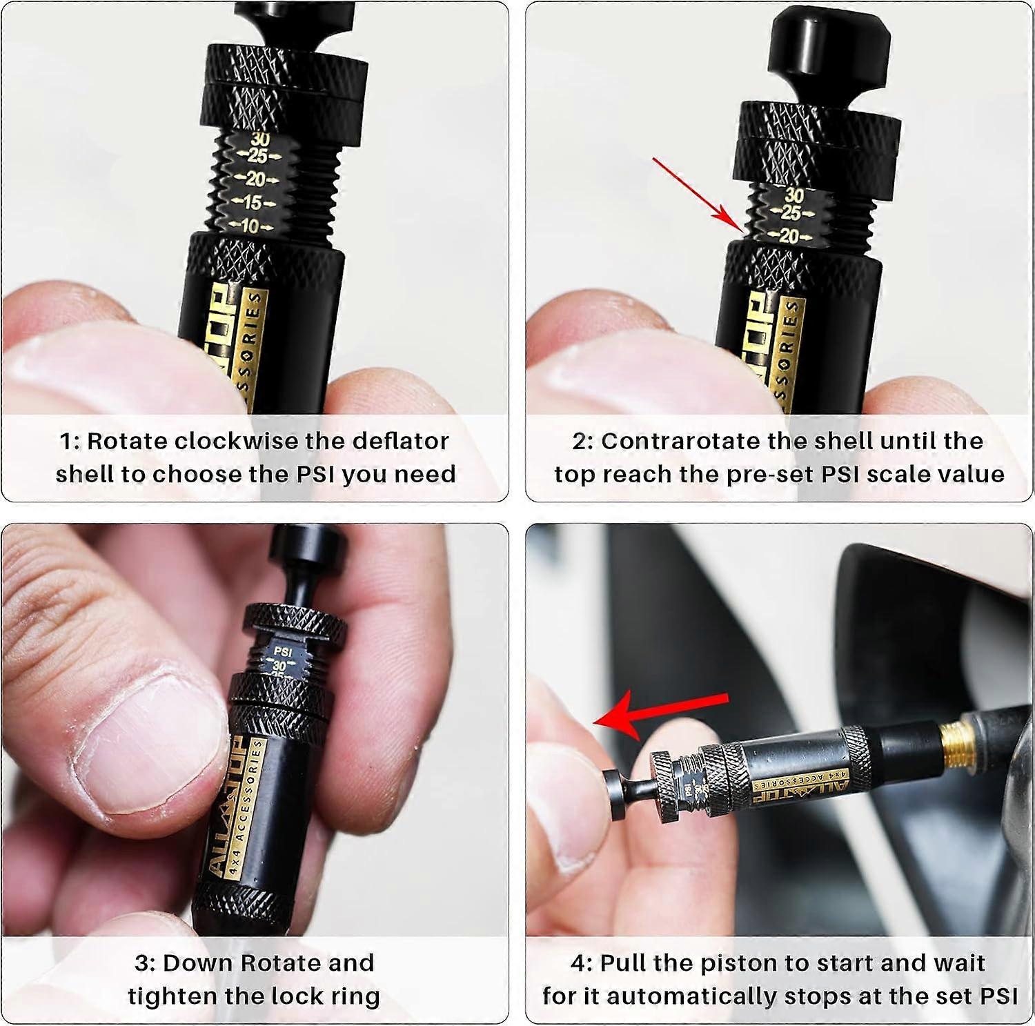 4PCS Tyre Deflators Air Quick Deflator 10~30 PSI Tire Valve Core Tool Portable NO.1141