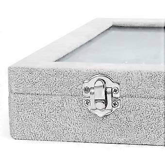 SUNFECILI Scatola Porta Orecchini, Trasparente Porta Orecchini con 3 Cassetti, Organizer per Gioielli per Donne e Ragazze, Fodera in Flanella, Espositore per Gioielli, Supporto per (Beige