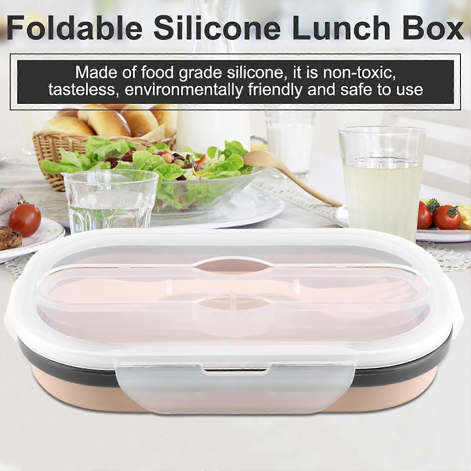 Silicone Foldable Lunch Box Portable Food Storage Container Rectangle