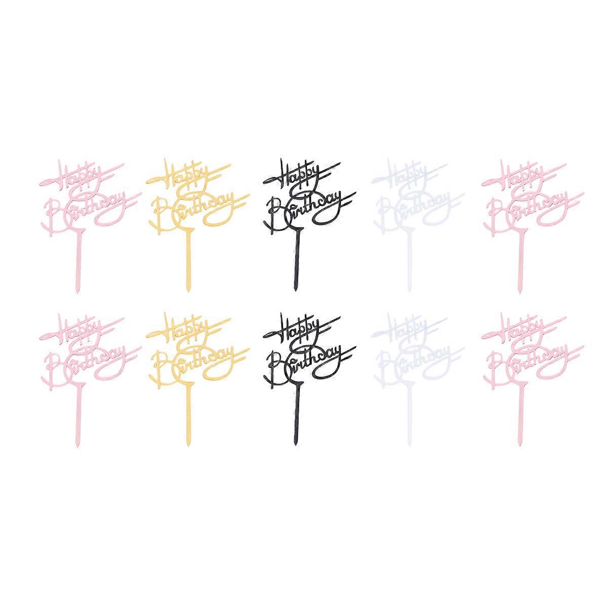 10Pcs Cake Toppers English Letters Insert Cards Random Color