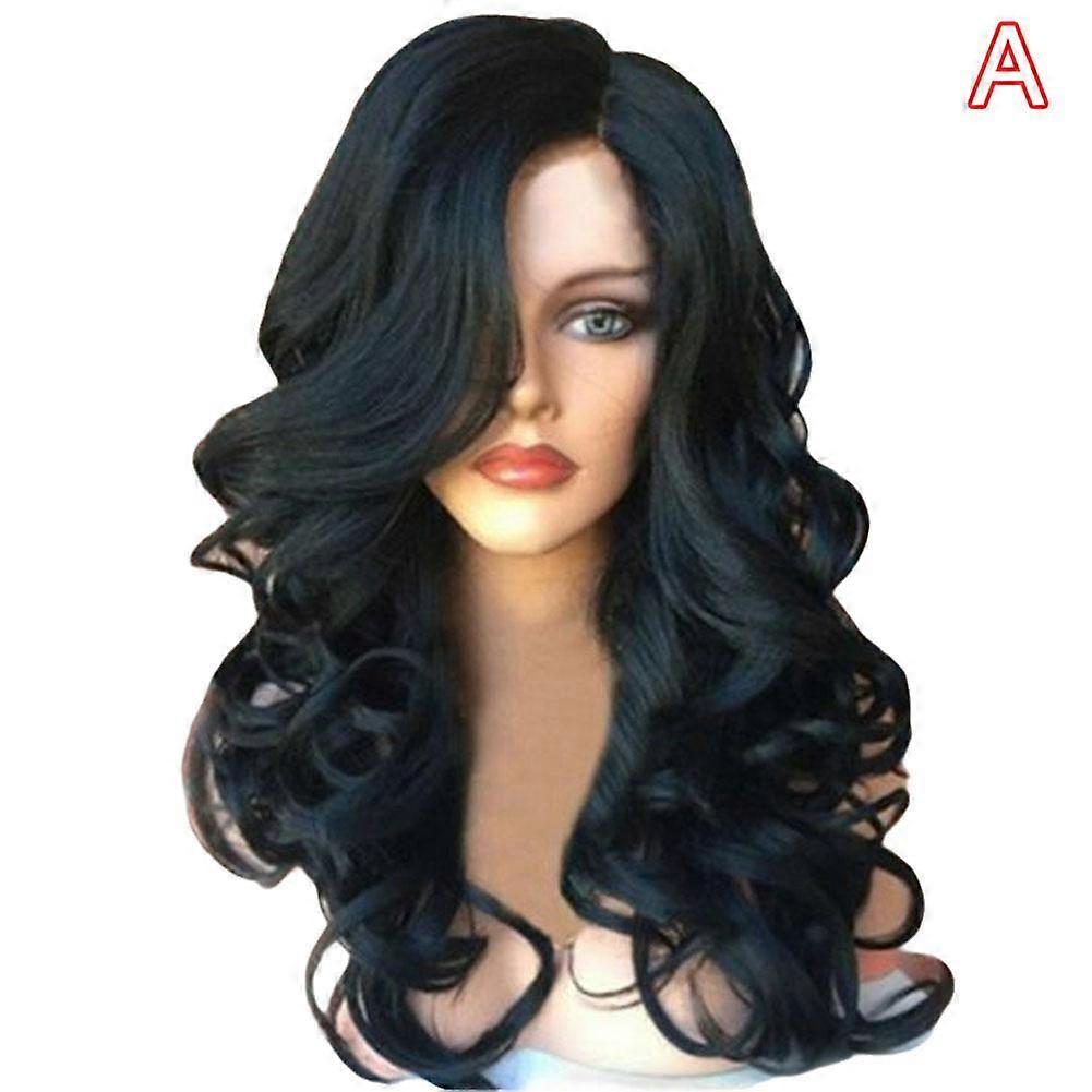 الشعر المستعار الاصطناعي المتموج الطويل الجزء الأوسط مجعد شعر مستعار سوداء النساء تأثيري الشعر اليومي