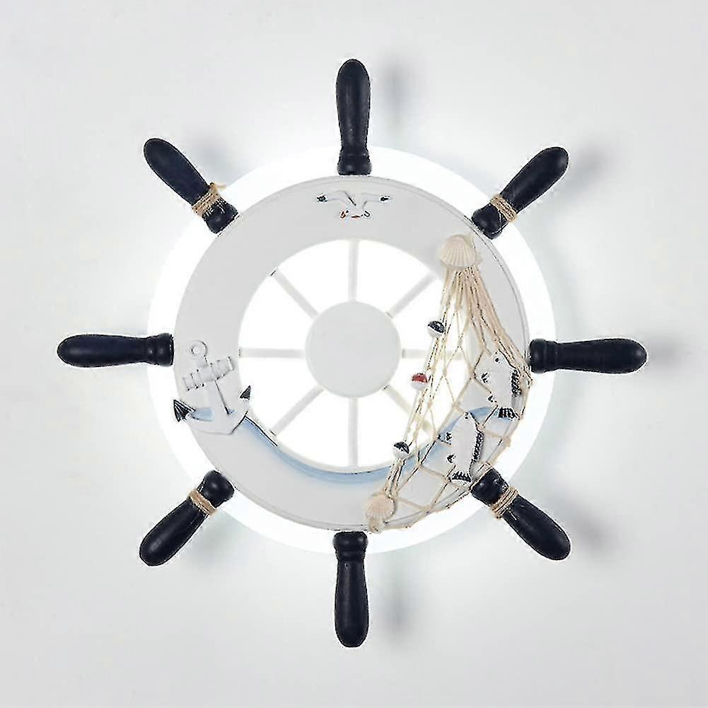 Nautique Marine Rudder Plafonnier Applique Pirate Sailor Navy Ship Ajuster Warship Volant Gear Lampe Led Pêche Net Chanvre Corde Décor pour Kid