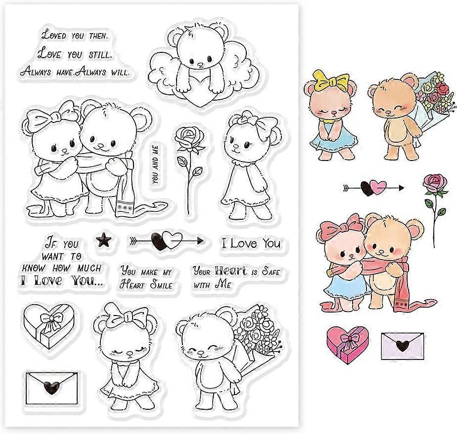 1Sheet Bears Silicone Clear Silicone Stamps