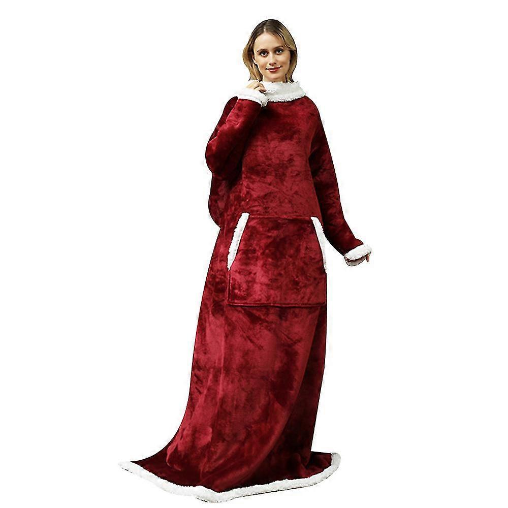 Sherpa Wearable Blanket With Sleeves And Pockets