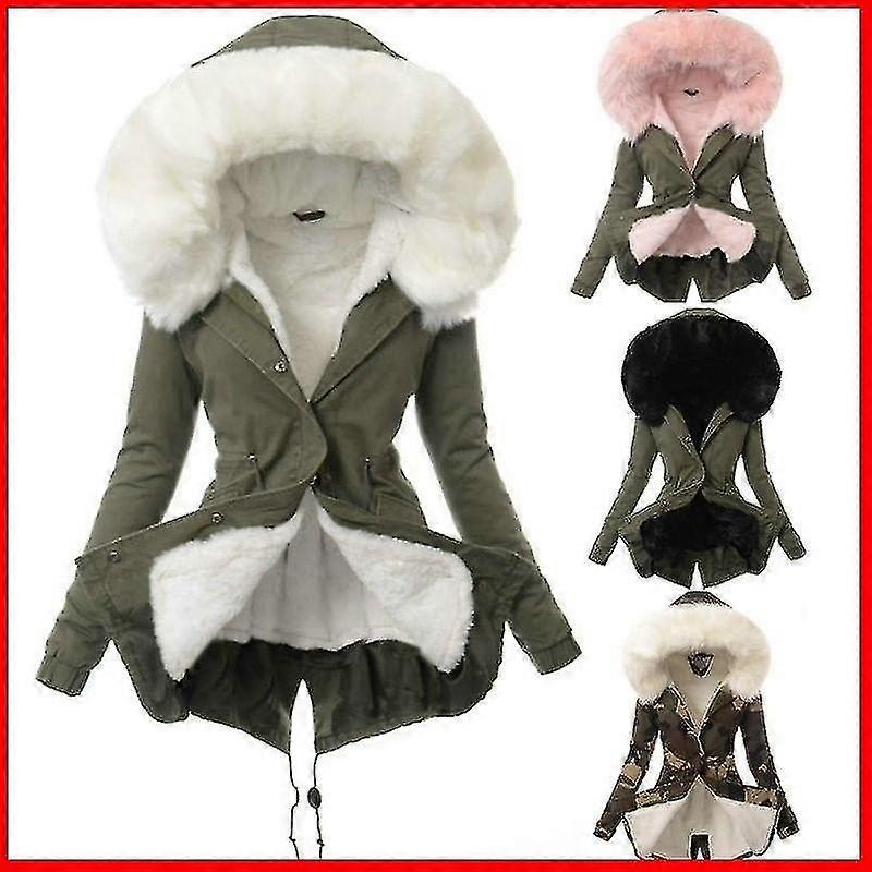 Enlarged Fur Collar Thickened Women's Cotton-padded Jacket Mid-length Hooded Jacket