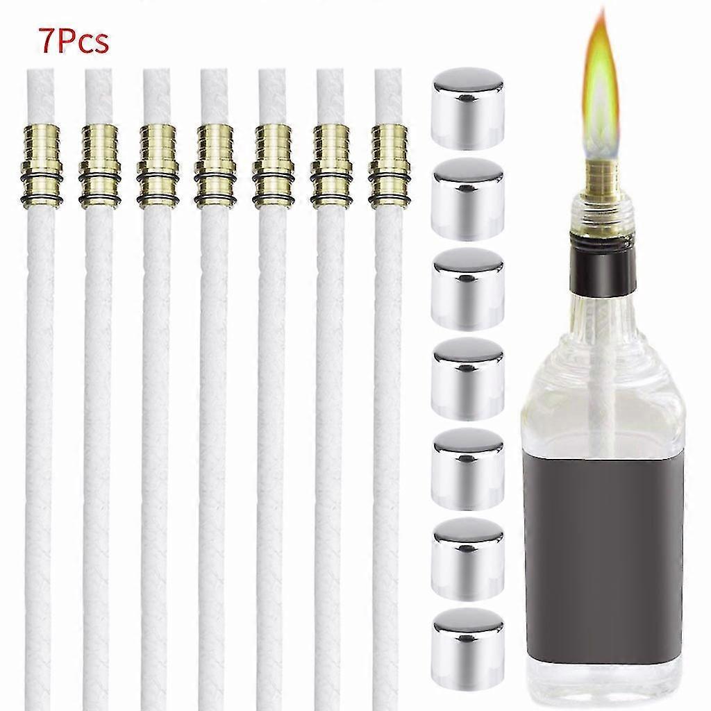 Wine Bottle Torch Kit 7 Pack, Includes 7 Long Life Torch Wicks, Brass Wick Mount
