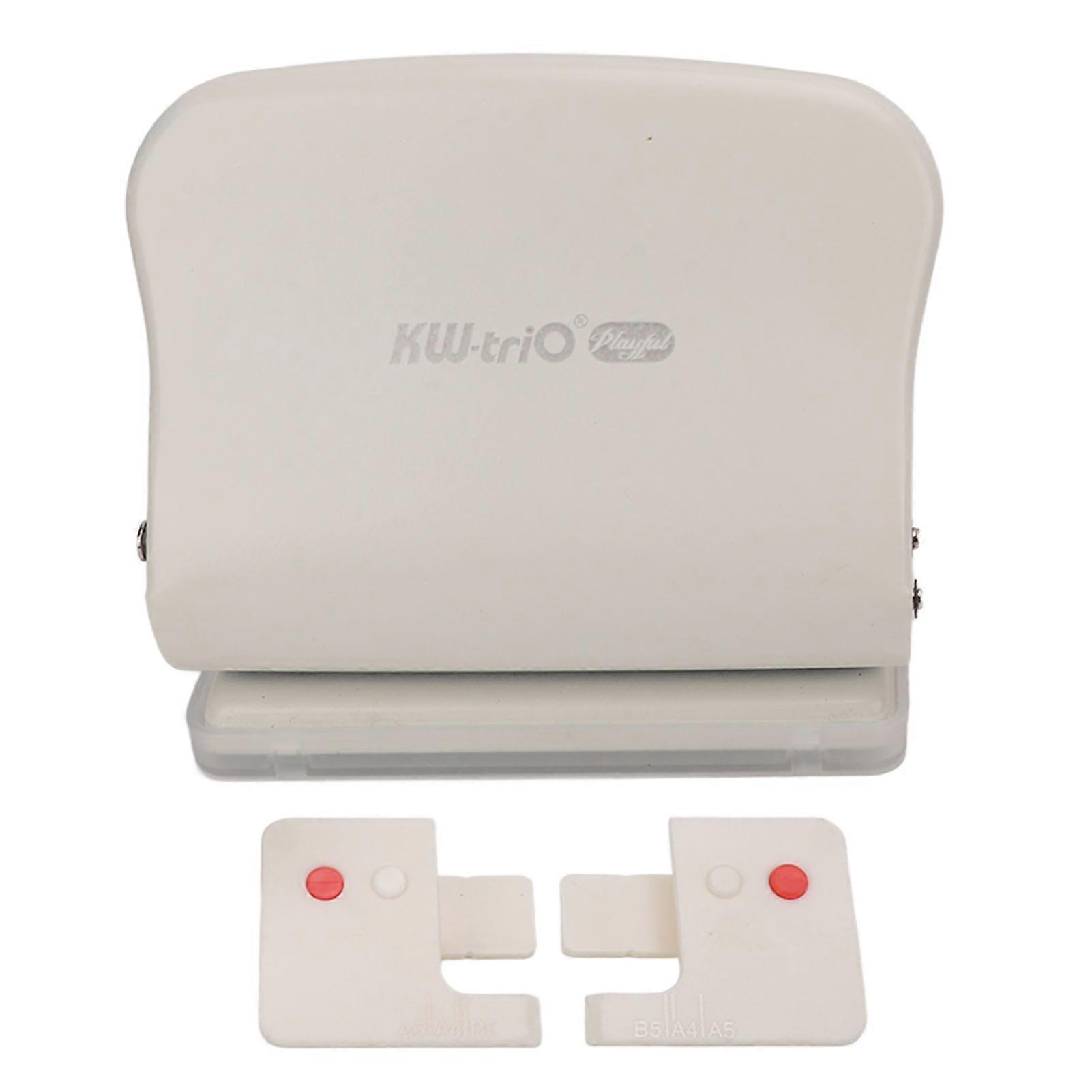 Hole Punch Metal Body Incisive Edge Plastic Bottom Pad 10 Holes Handheld Paper Punch for Bookbinding DocumentationWhite