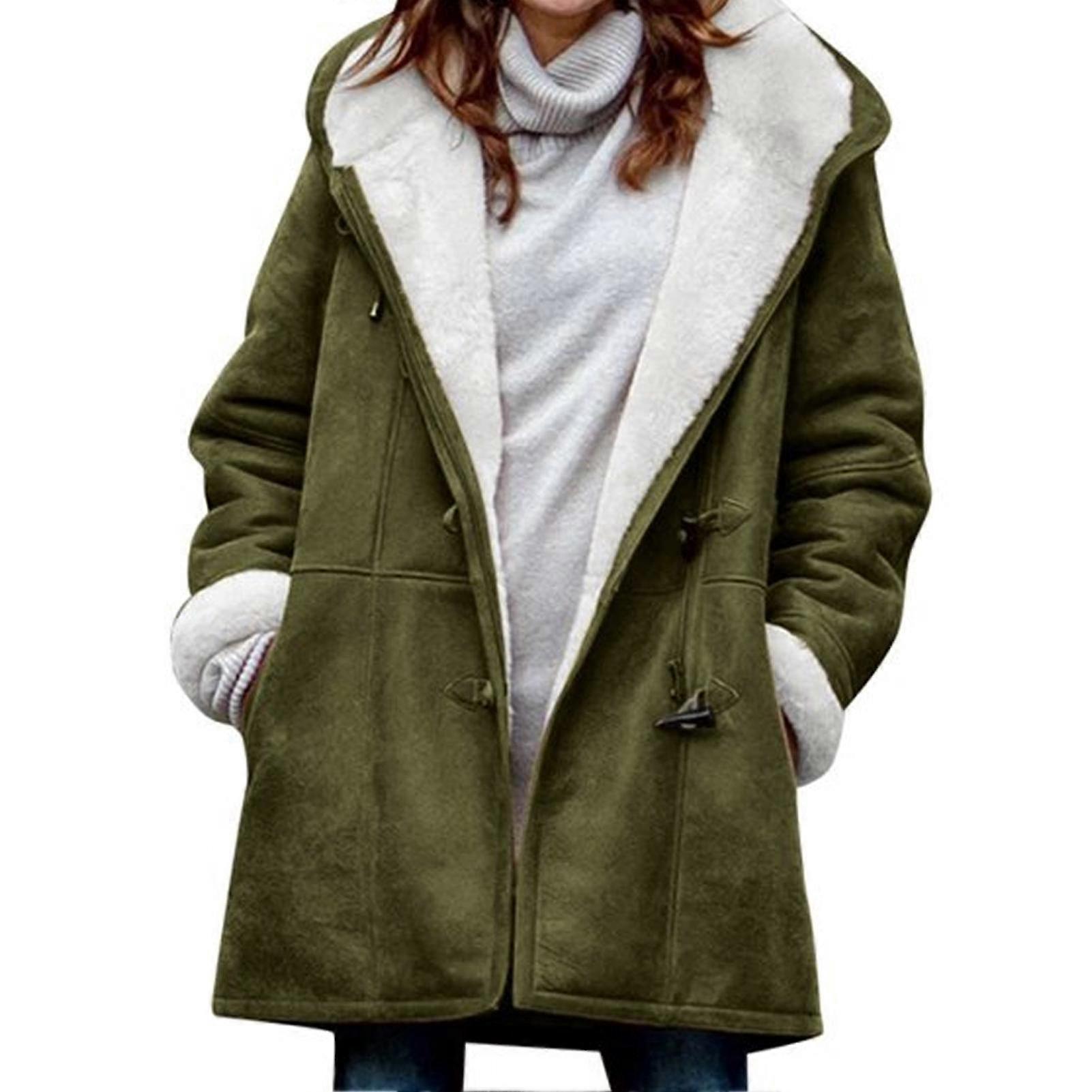 Women Basic Sleeve With Pockets Horn Le Warm Coat