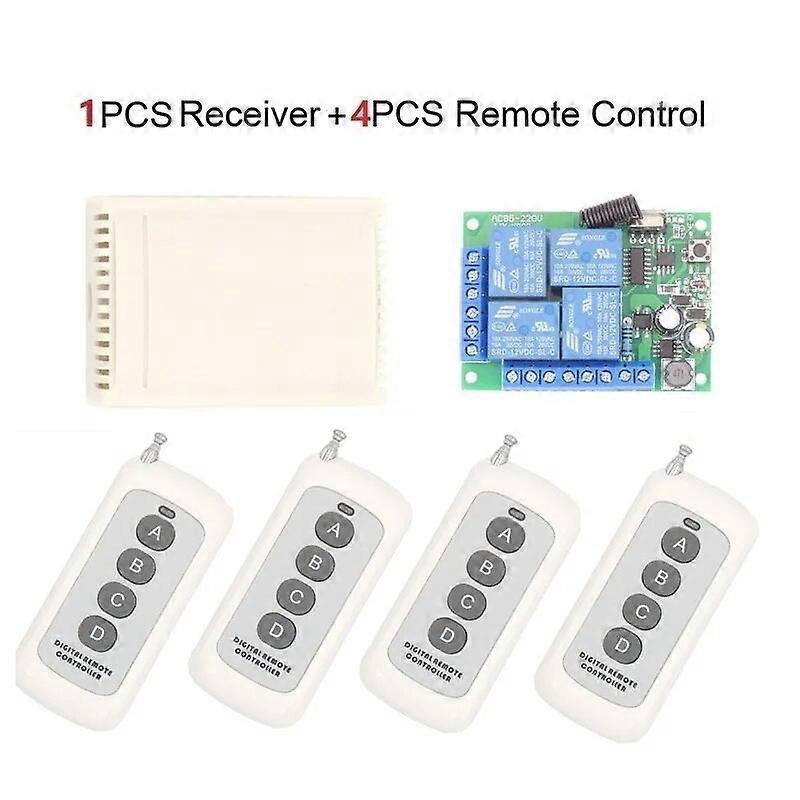 Wenqia 433Mhz Universal Long Range Remote Control AC220V 10A 4CH Relay Receiver and Transmitter for Electric curtain\Light\LED