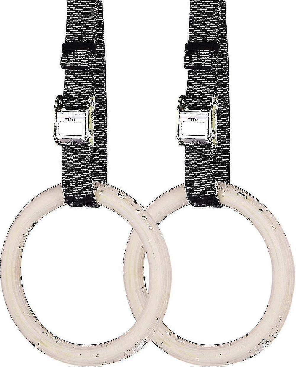 حلقات جمباز خشبية بما في ذلك أحزمة تعليق - طقم بطول 2-6 أمتار - حلقات جمباز قابلة للتعديل - للرياضات المنزلية وتدريبات اللياقة البدنية Tw