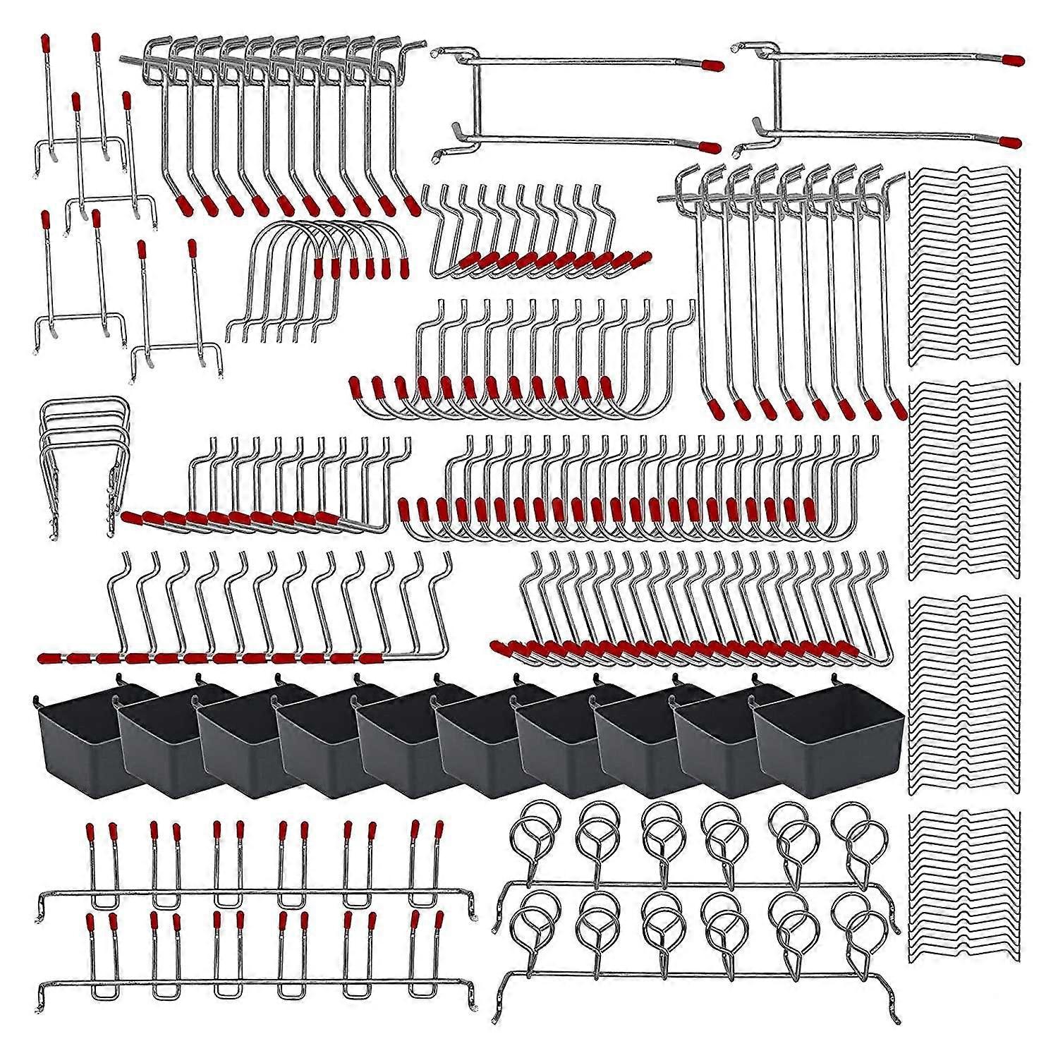 228 Pcs Hooks Assortment with Metal Hooks Sets, Bins, Peg Locks for Organizing Storage System Tools