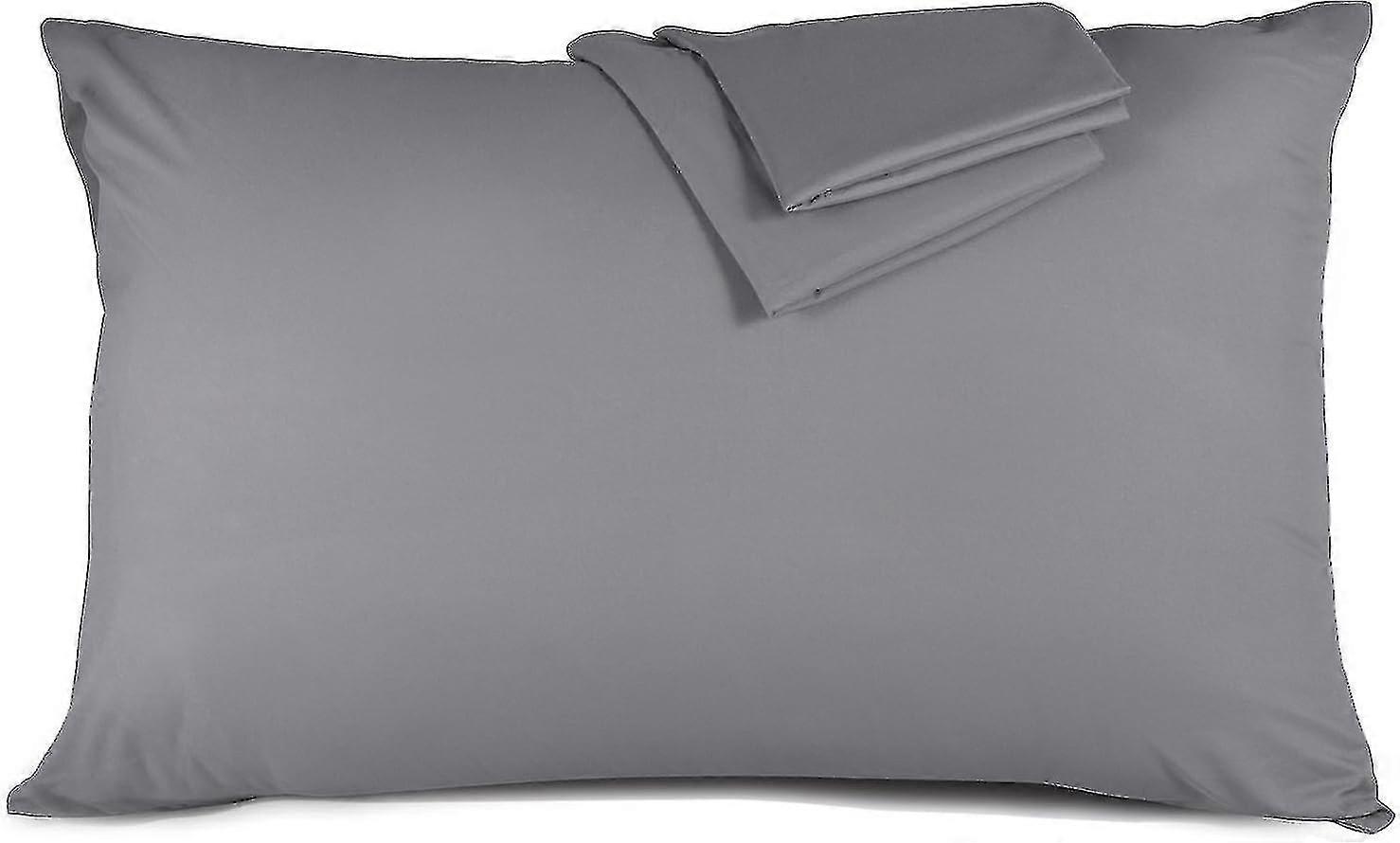 Pillowcase 50x70 Cm - Set Of 2 100% Microfibre Super Soft, Anti-dust Mite And Hypoallergenic (grey,pillow Not Included)