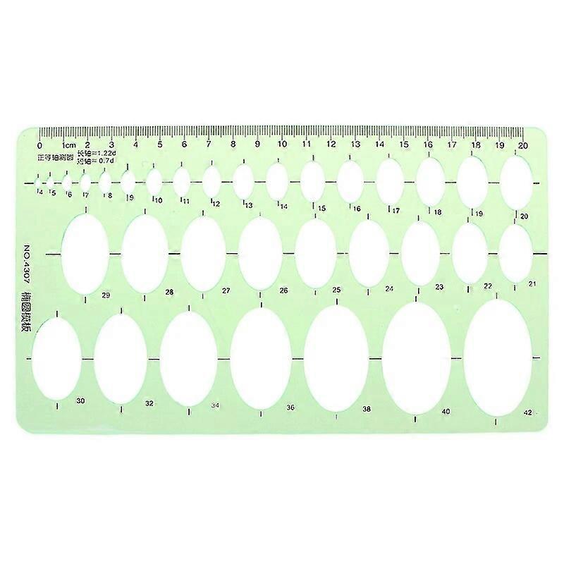 Green Plastic Oval Geometric Template Ruler Stencil Measuring Tools Students Hot