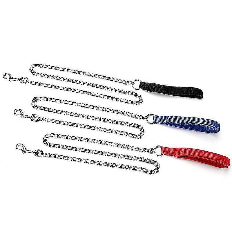 Chain Traction Rope 120cm Long Chrome-plated Iron Alloy Chain Comfortable Foam Handle Optional Leash For Mediumlarge5.29