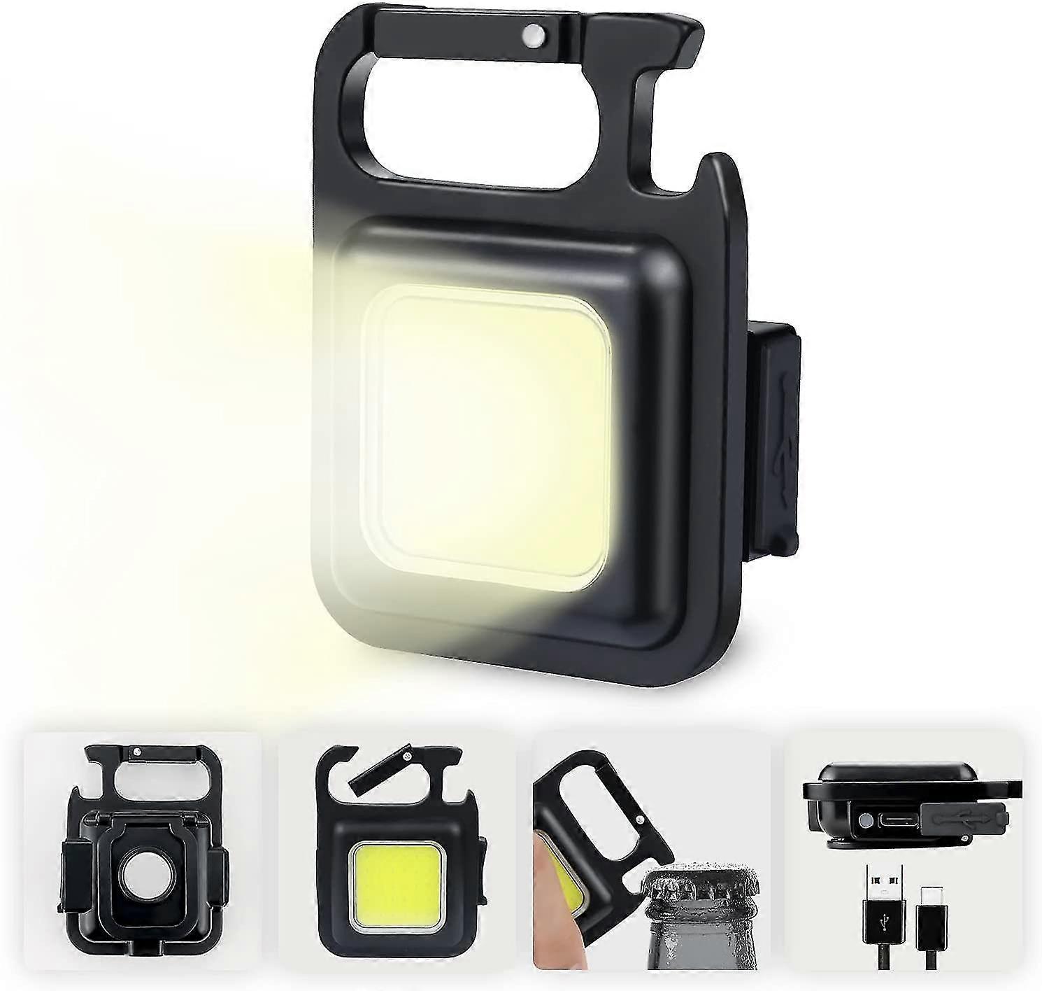 Small Led Flashlight 500 Lumens Cob Rechargeable Keychain Mini Torch,4 Light