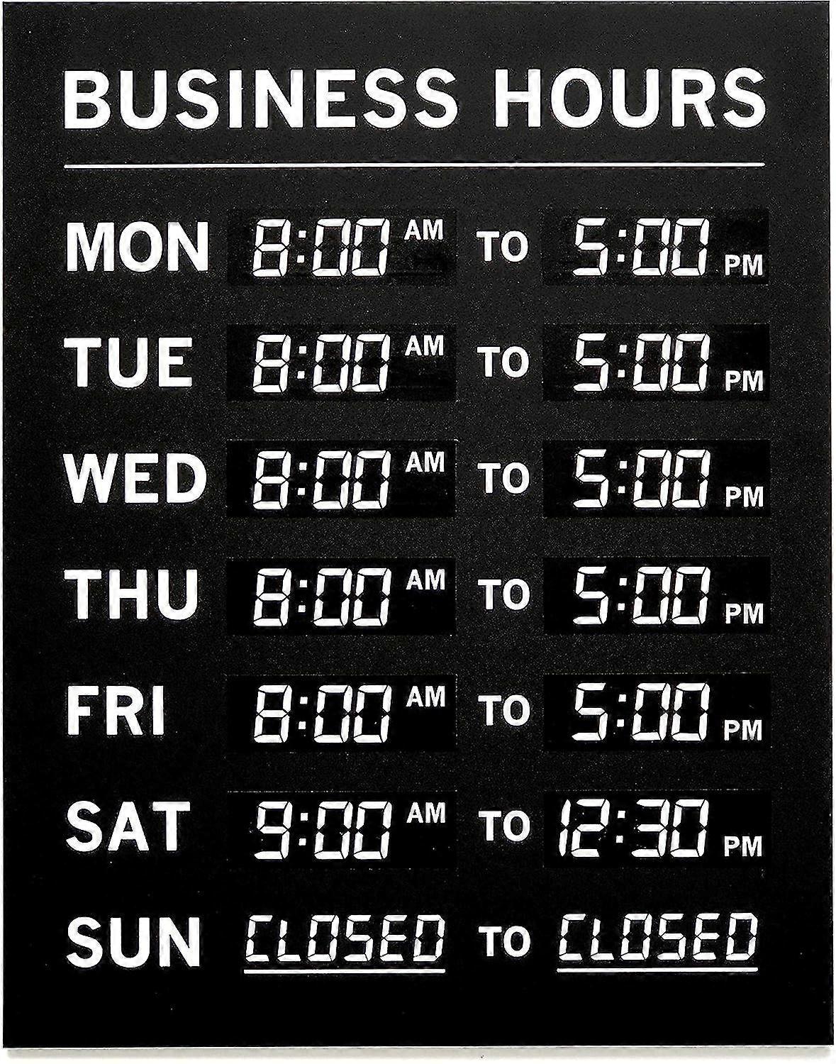 Business Hours Sign With Vinyl For Numbers - Open Signs For Business - Open Closed Sign - Hours Of Operation Signs For Business - Store Hours Sign For