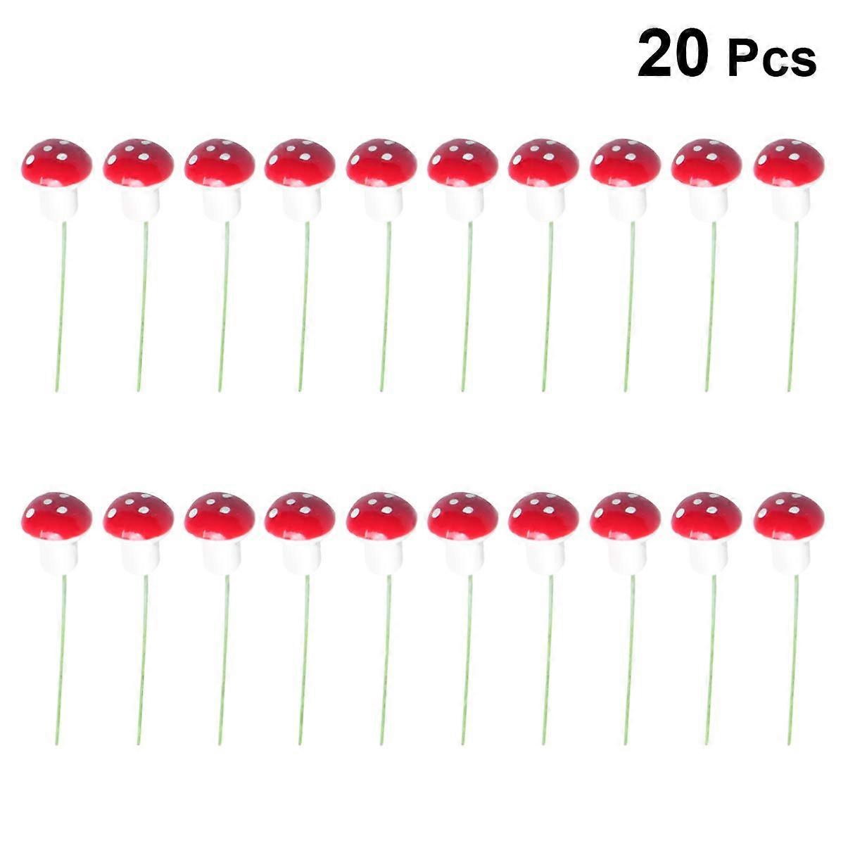 20pcs Resin Fake Mushrooms Artificial Mini Red Mushrooms Decorative Micro Mushroom Plant Fairy Garden Miniature