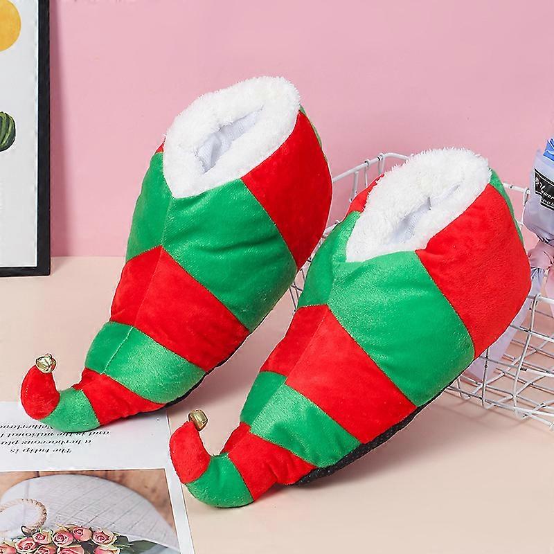 Adults/Unisex/Mens/Ladies Novelty Christmas Elf Slippers with Bell