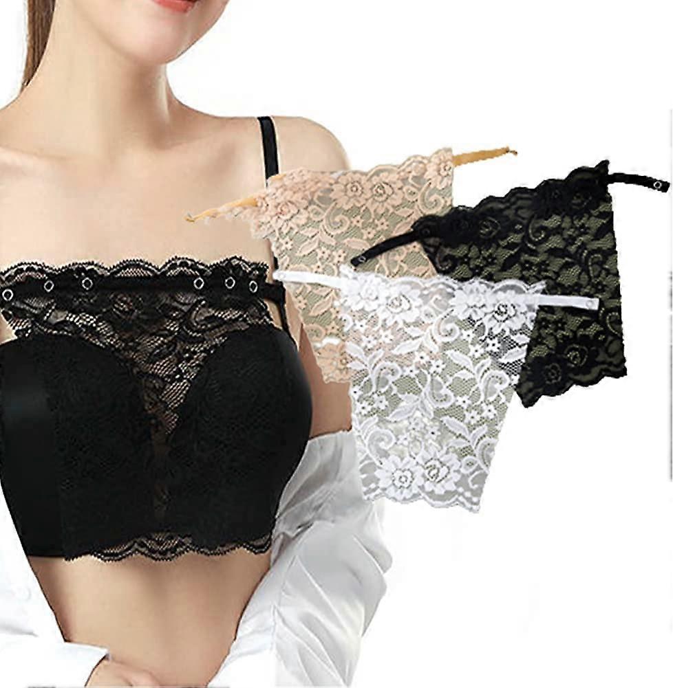 3 Pcs Lady Lace Anti Peep Invisible Bra Underwear Privacy Clip On Mock Camisoles Cleavage Insert Vest