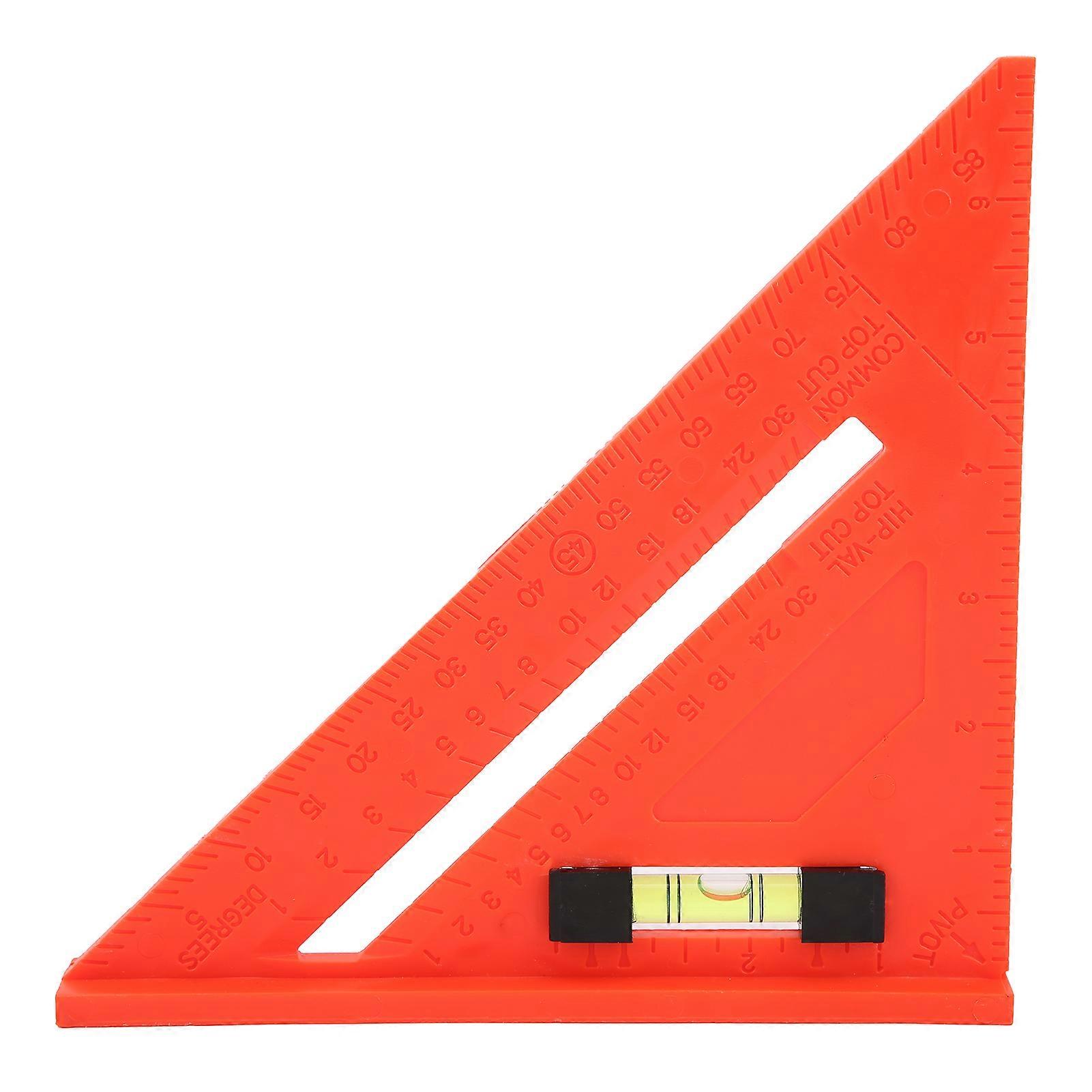 Triangle Ruler 45 Degree 7in Red Plastic Square Woodwork Measuring Tool Gauge for Carpenter