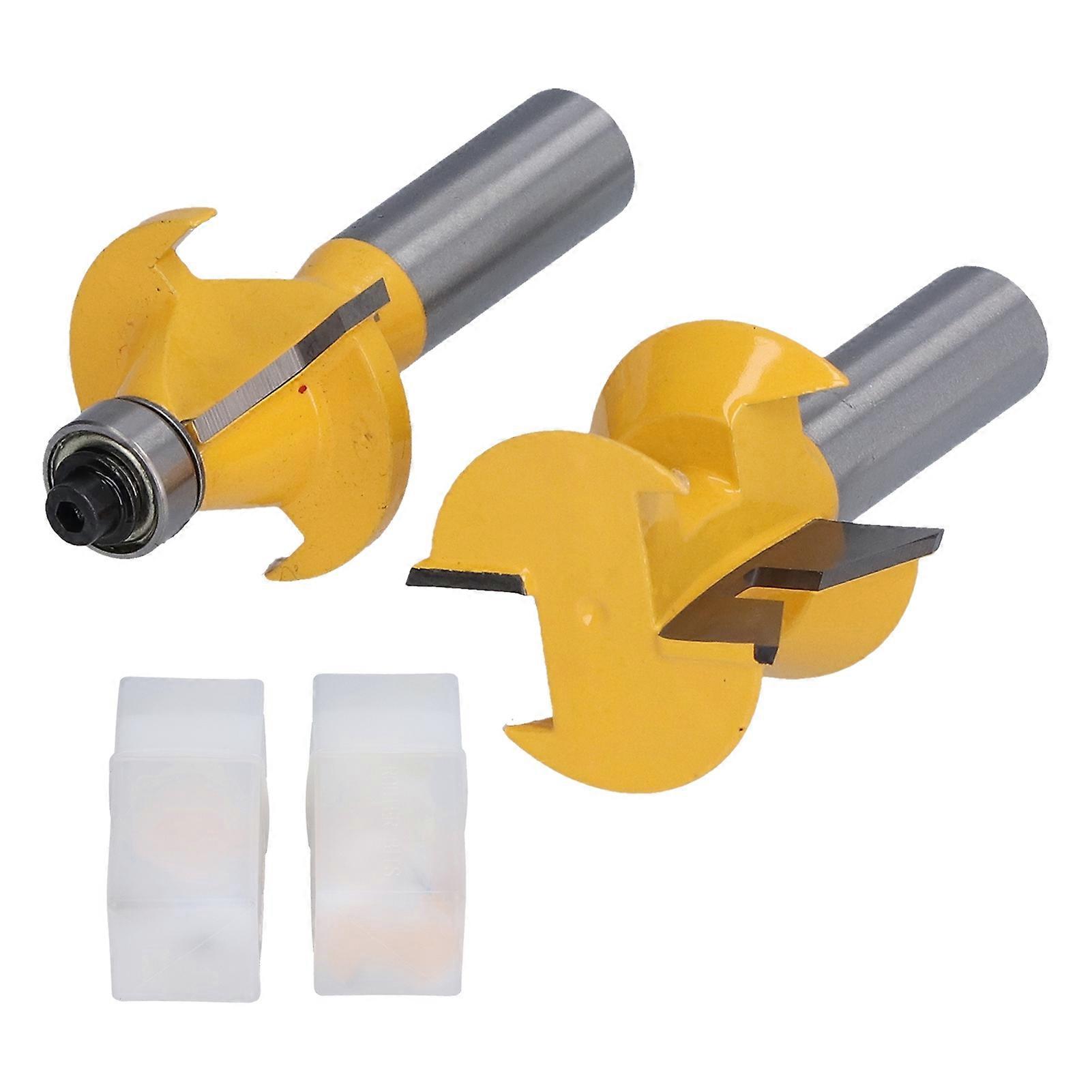 2Pcs Tongue Groove Router Bit 120 with Edge Banding Woodworking Chisel Cutter Tool 1/2in Shank