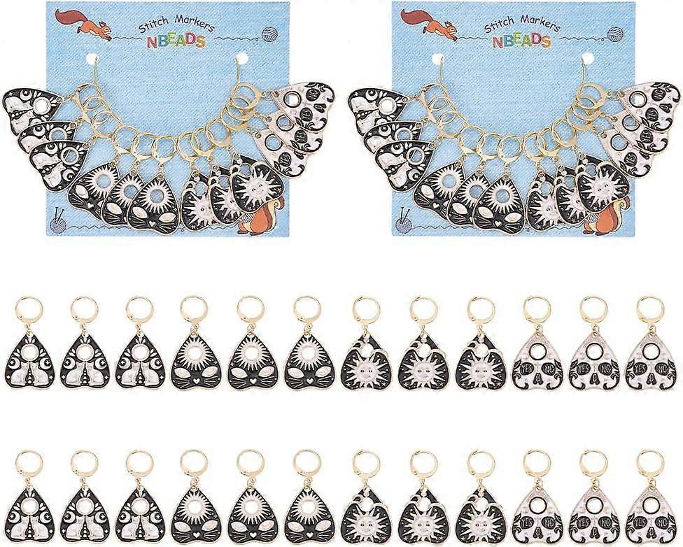 24 Pcs Divination Theme Stitch Markers Enamel Crochet Stitch Marker Charms Removable Leverback Clasp Locking Stitch Marker for Knitting Weaving Sewing
