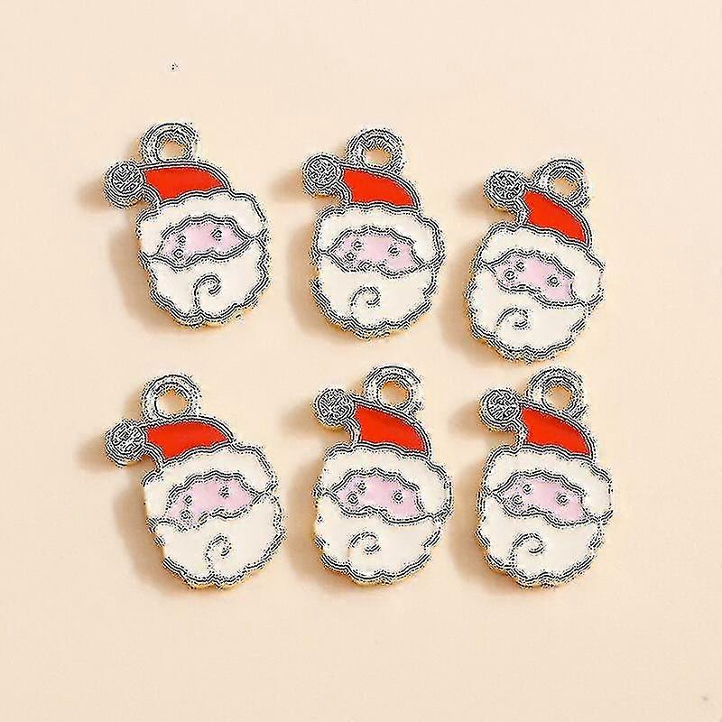 10 Pcs Enameled Santa Claus Pendant