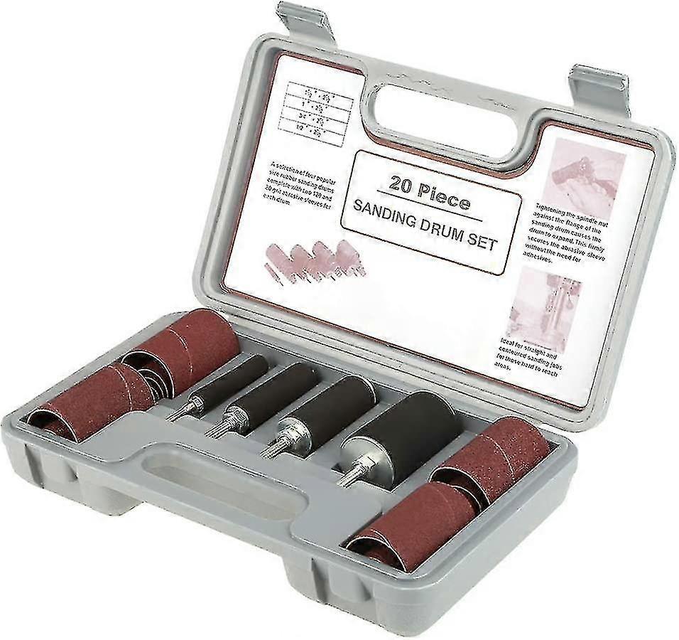 Sanding Drum Kit, 20pcs Spindle Sanding Drum Sander Tool Set With Case For Drill Press