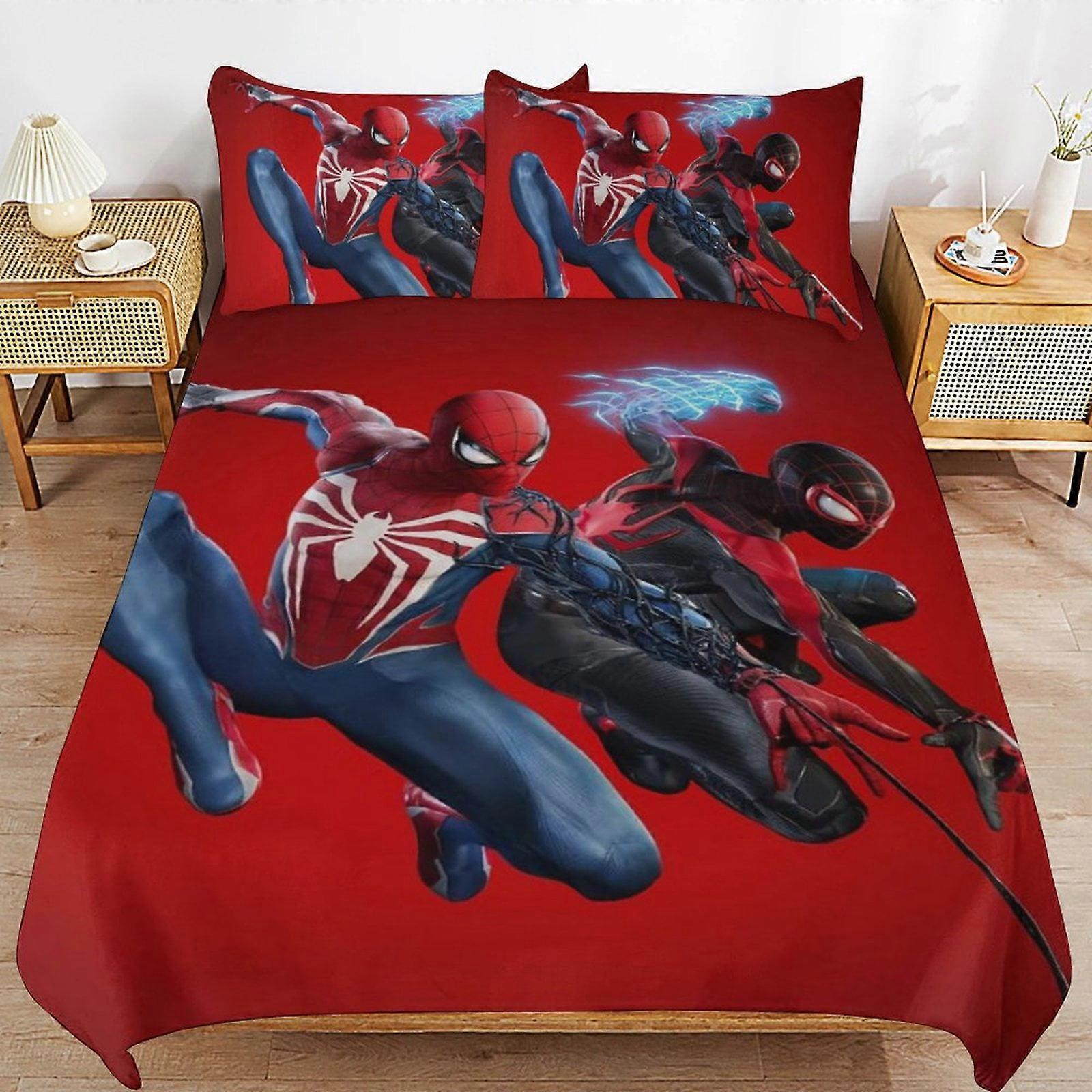 v2628  Bed Sheets Bedding Spider-Man Bedding Sets Ultra Soft Skin-Friendly Duvet Cover 3 Piece, Cute Comforter Cover Bed Set for Boys Girls Kids ( 1 D