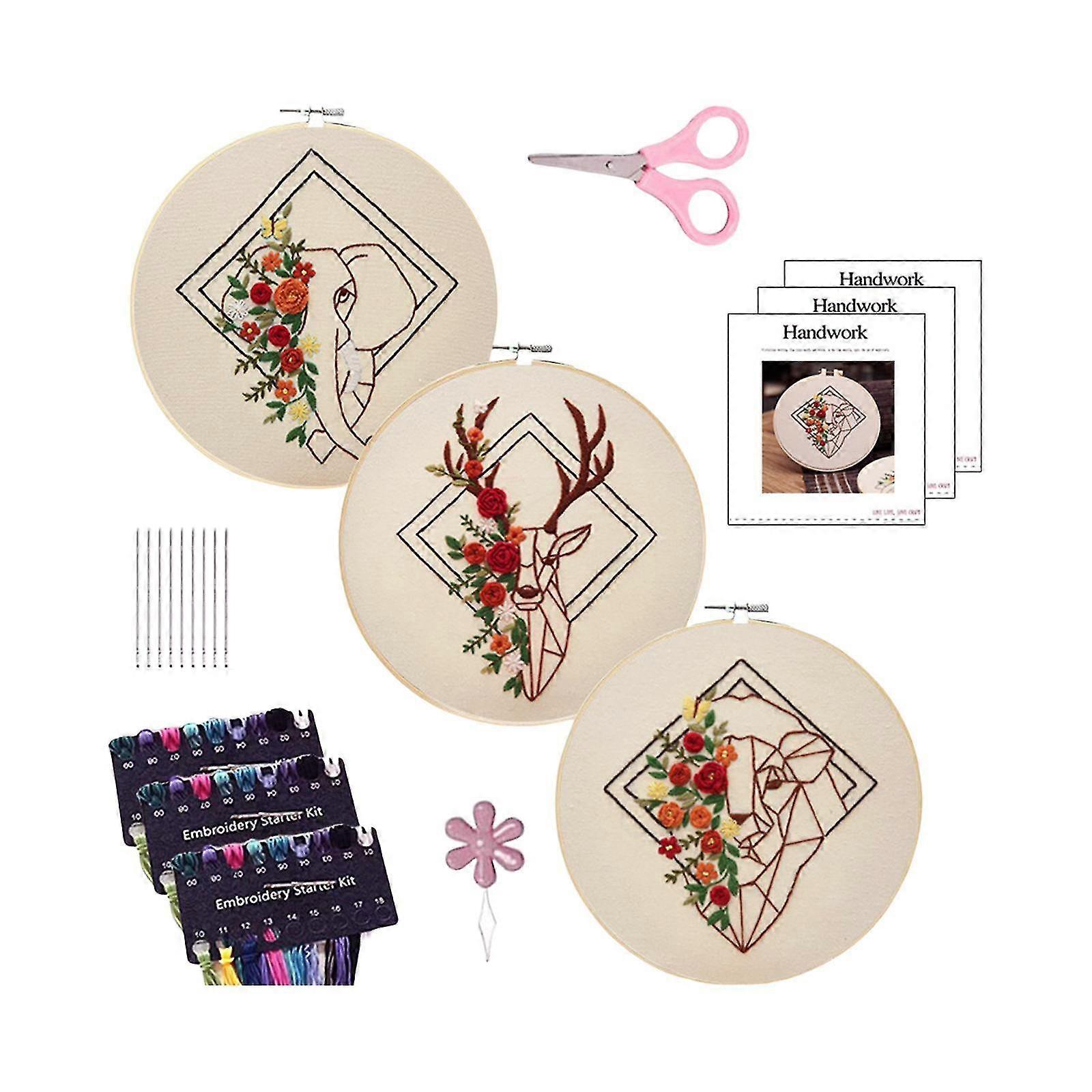 Embroidery Beginner Kit Handcrafted Projects Cross Stitch Pre Printed Diy
