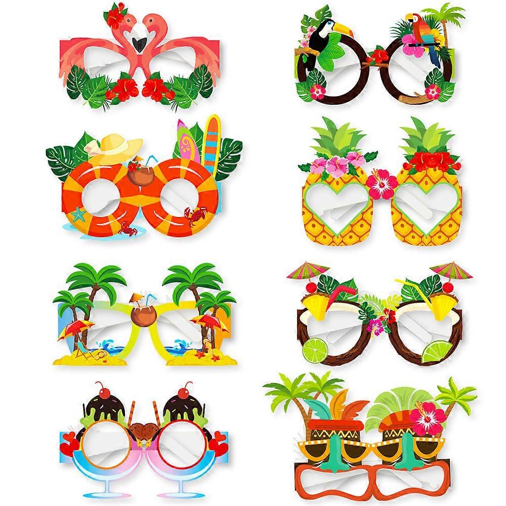 Luau Hawaiian Party Flamingo Ice Cream Beach Party Glasses Photo Props