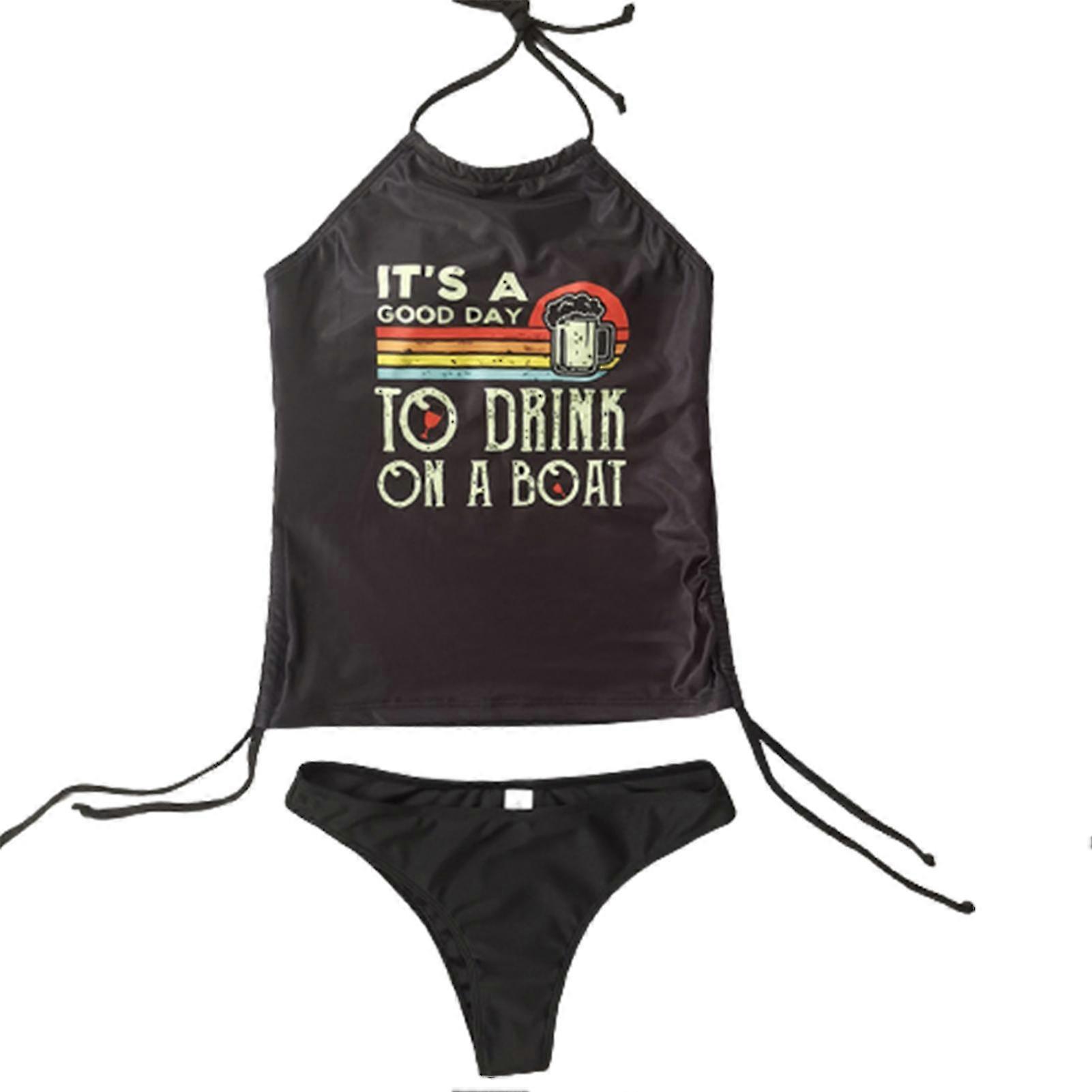 Women\'s Simple Tankini Set with Unique Coconut Tree Pattern Design for Private Beach Pool Party