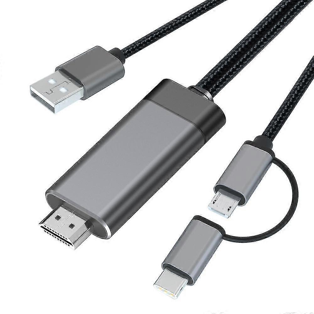 Mirascreen Ld29 3-in-1 Type C/micro-usb To Hdmi Cable Compatible Android