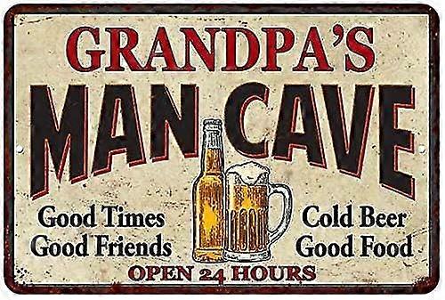 Grandpa's Man Cave Personalisiertes Metallschild 8x12 Zoll ODER 12x16 Zoll Matte Finish Metall 108120011003 M