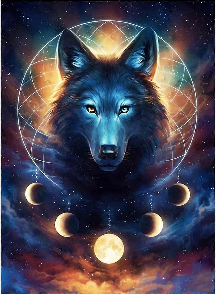 5D Diamond Painting Set, Animal Moon Diamond Painting, Large Size Diamond Painting, (Black, 30x30cm) Suitable for Family/Kids/Decoration/Halloween