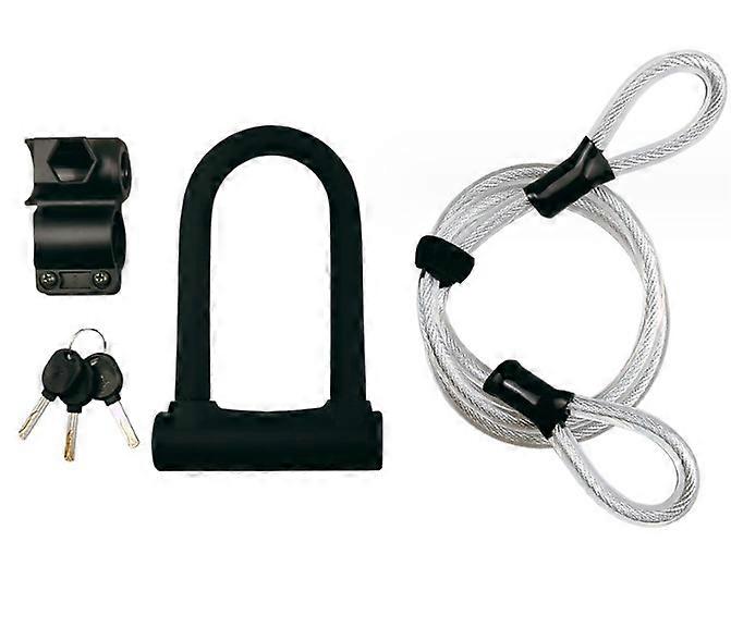 Bike U-Lock, Heavy Duty Shackle D-Lock with 3 Keys, 4ft Flexible Steel Cable and Mounting Bracket