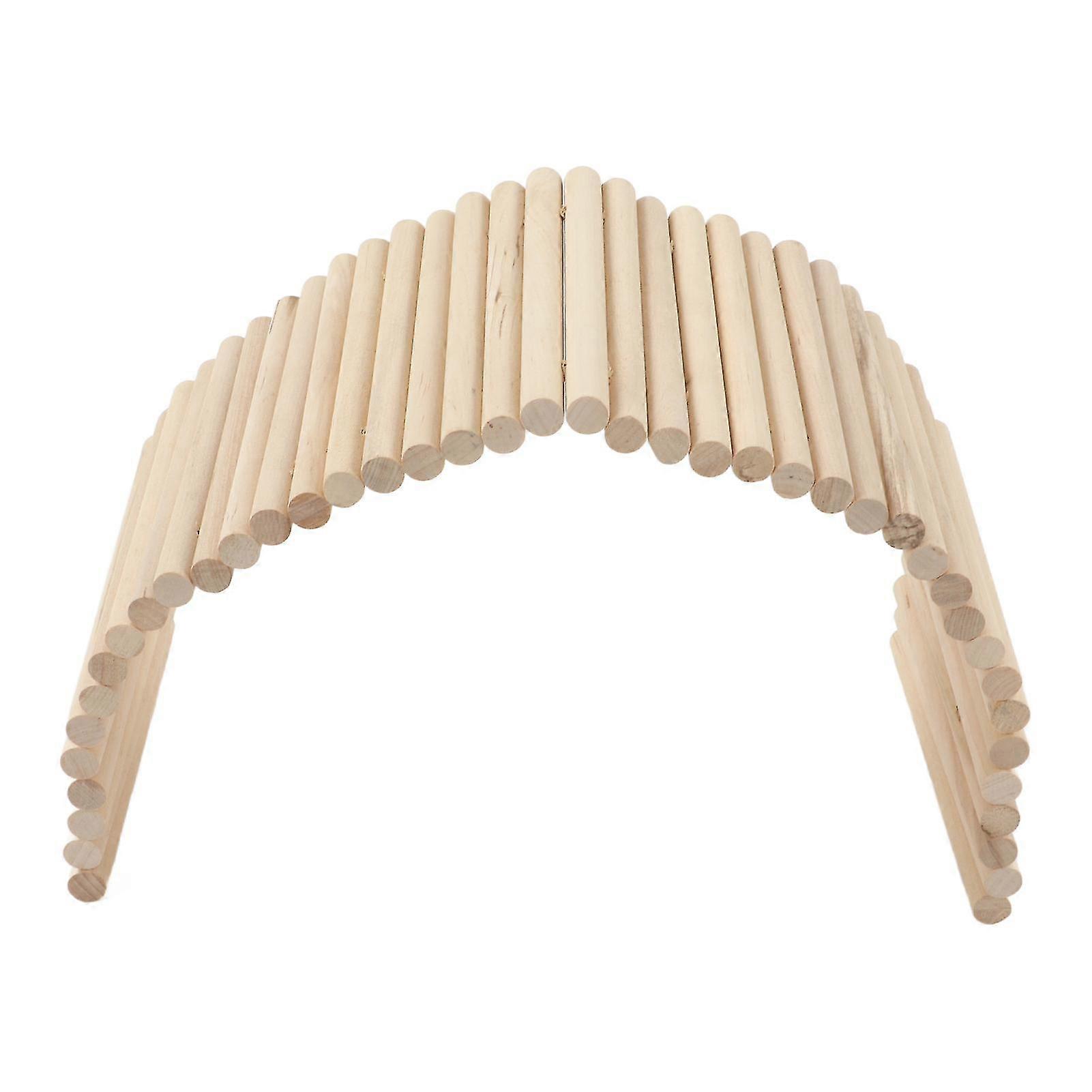 Small Pet Climbing Tunnel - Wooden Hideout Bridge for Rabbits Guinea Pigs Hamsters - Safe and Bendable - 15x40cm