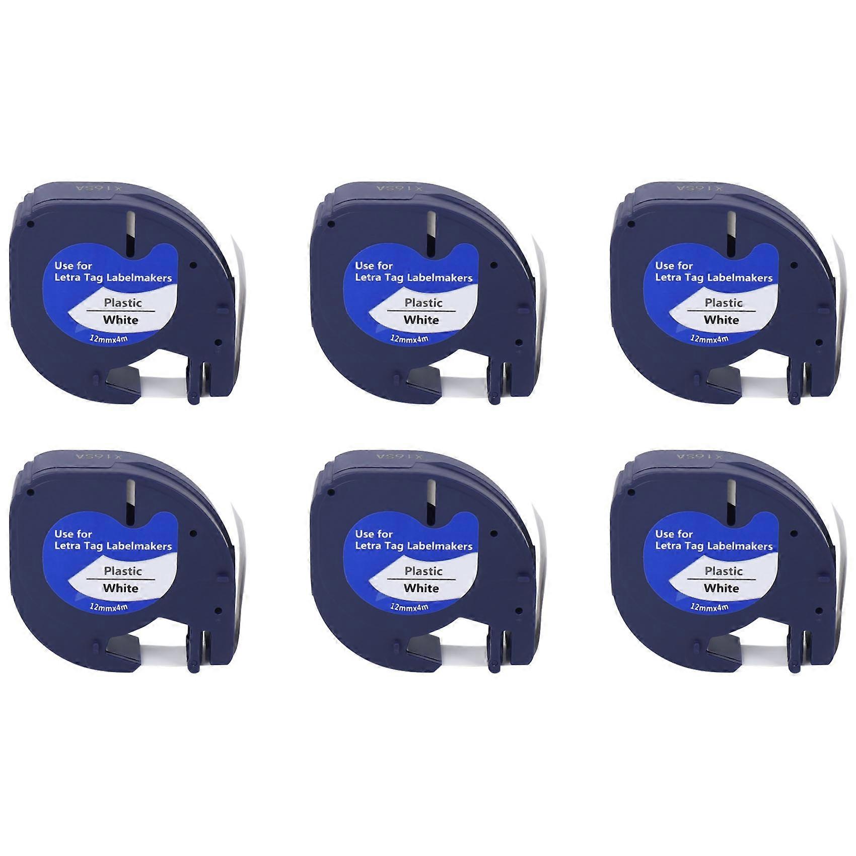6Pcs LetraTag Refills Label Tapes Label Maker for 91331White 4M x 12mm Label Printer for Label Make