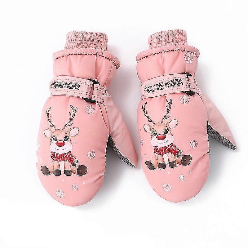 Winter Children's Plush Thickened Cartoon Gloves (pink) S Code