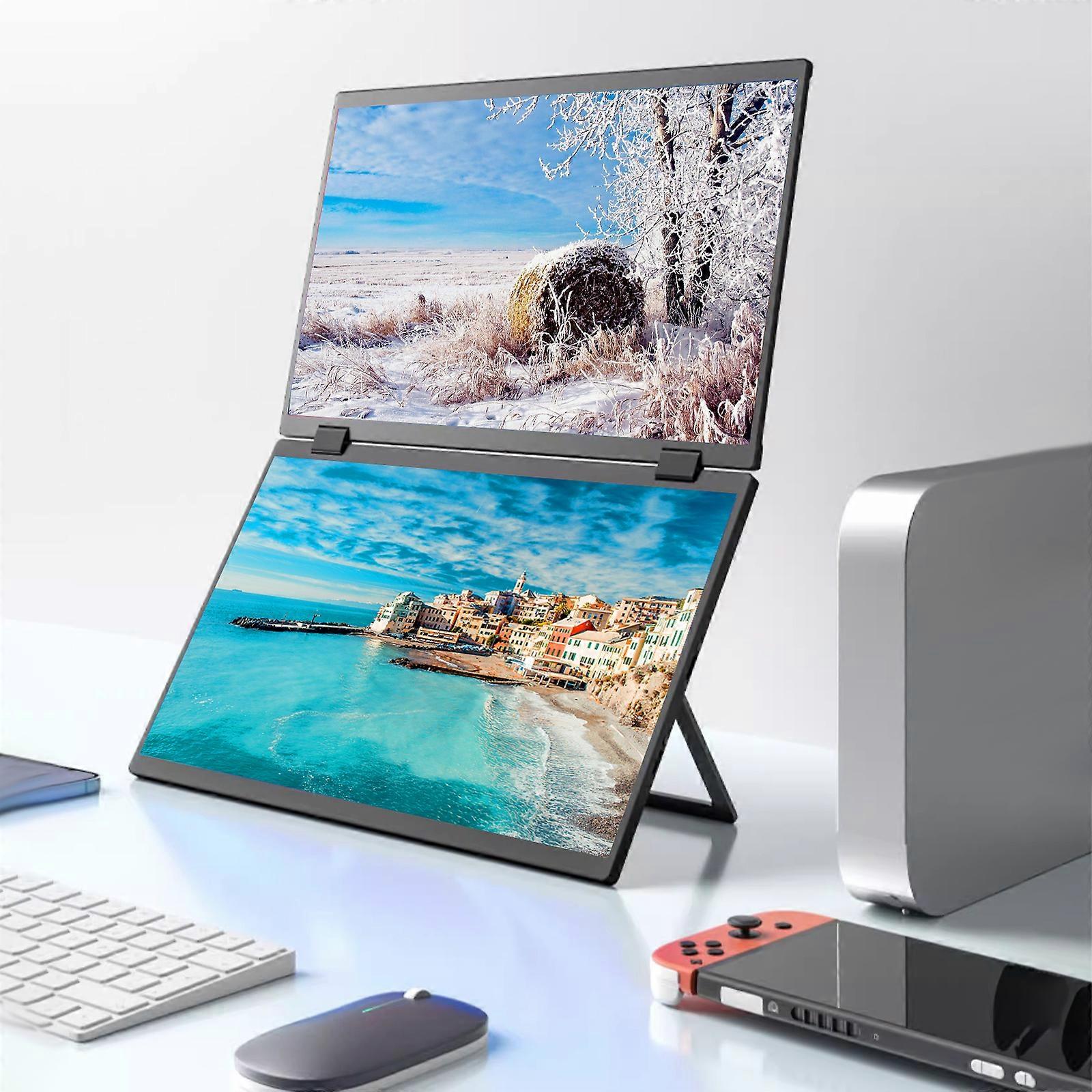 15.6inch Dual Monitors 1080P Laptop Screen Extender Foldable Screen Ultra-thin External Display Refresh Rate 60Hz for Laptop PC Phone Game Consoles