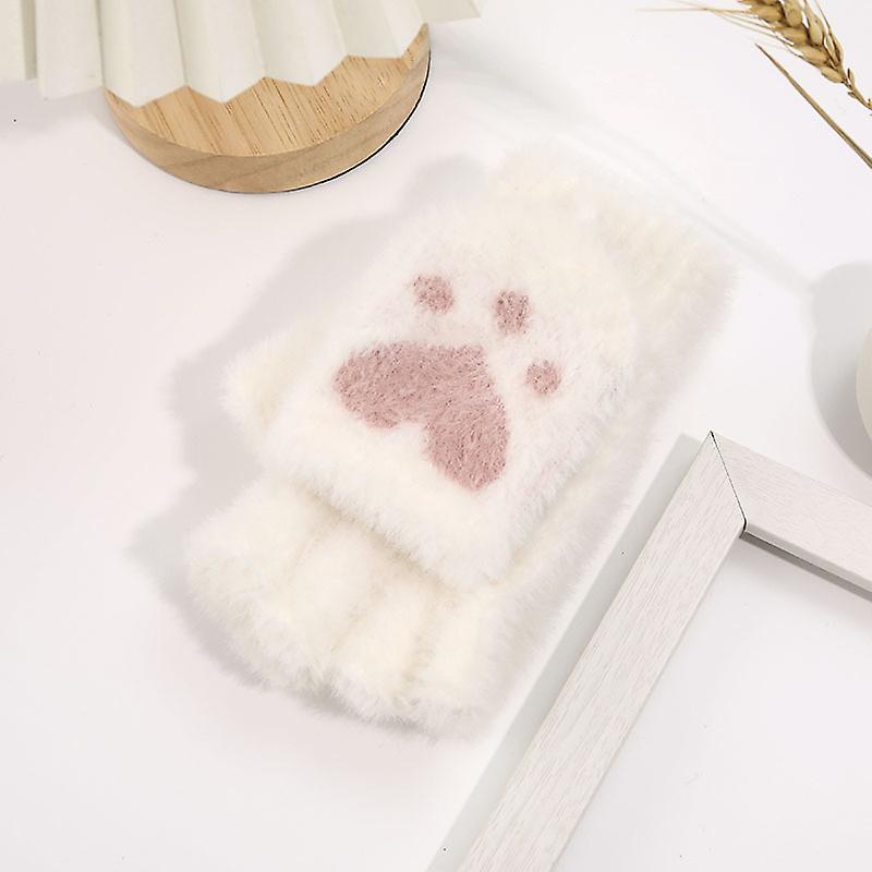 漫画大根クマ爪フリップカバーハーフフィンガーイミテーションミンクファー冬屋外暖かい手袋