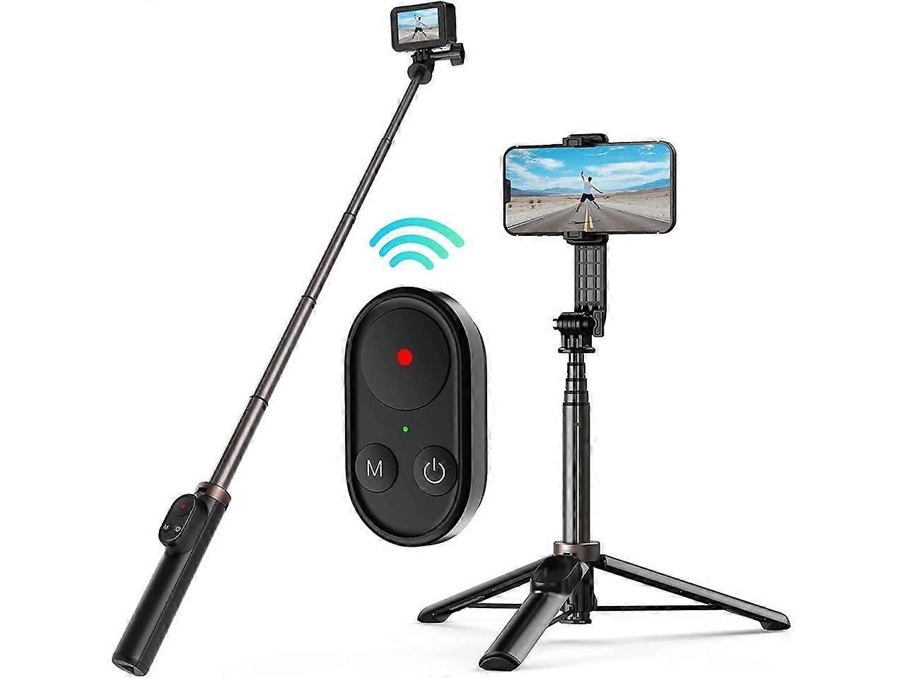 3-in-1 Selfie Stick with Wireless Remote for GoPro Hero 10 Black / Hero 9 / Hero 8 / GoPro MAX ,Aluminum Alloy Monopod Tripod Bluetooth Remote Control