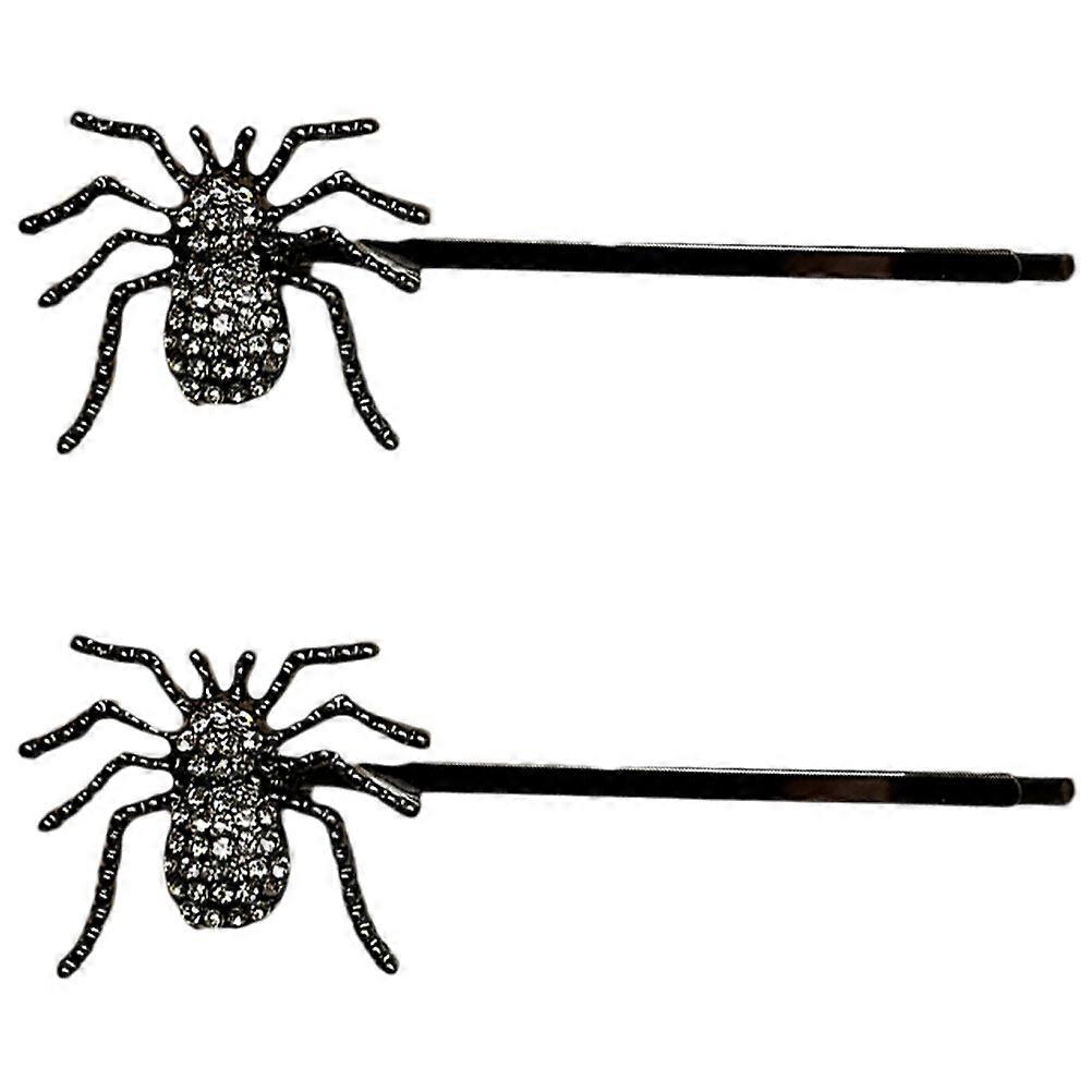 2pcsハロウィーンヘアクリップ女性女の子スパイダーヘアクリップ装飾的なスパイダーヘアピン