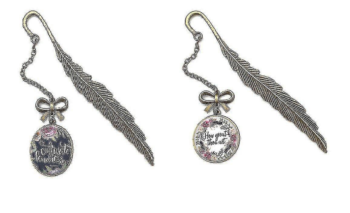2pcs Bookmark Metal Bookmark Feather Bookmarks Page Markers-MXBC