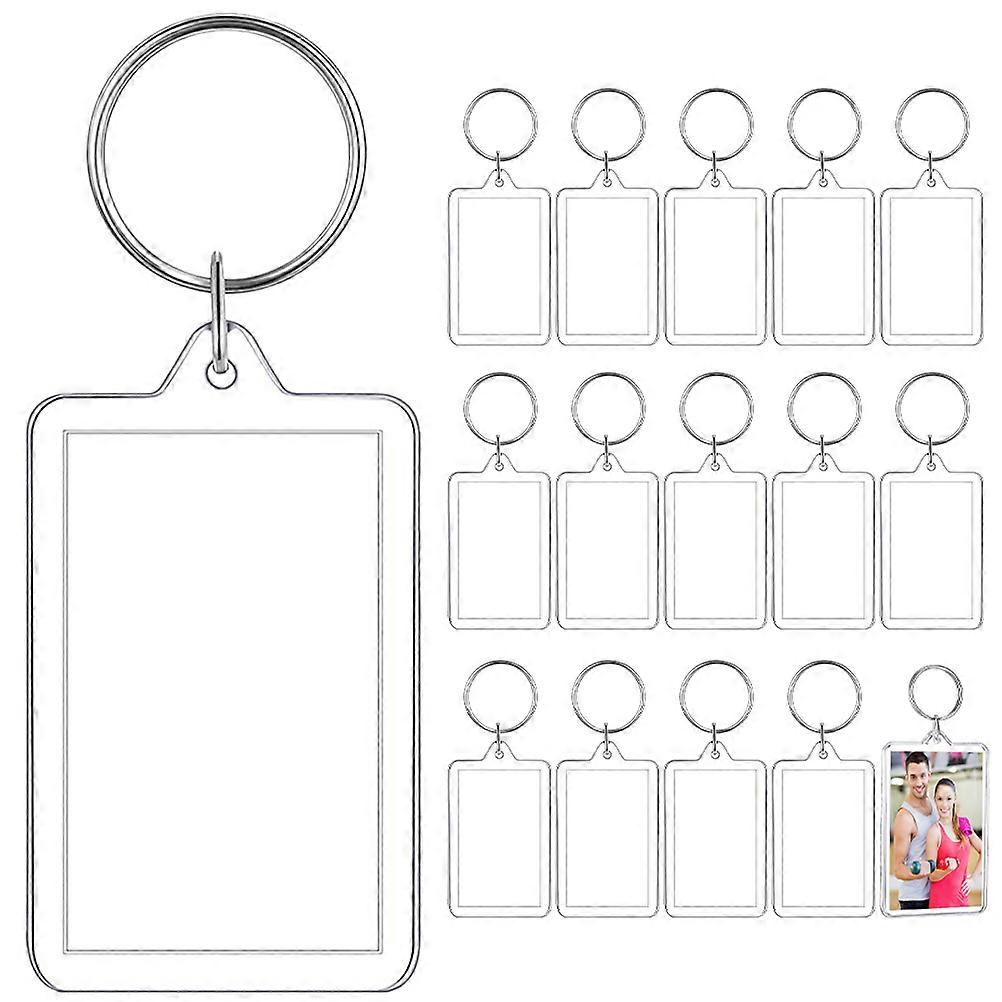 16pcs Acrylic Photo Frame Key Rings Clear Blank Picture Frame Key Chain