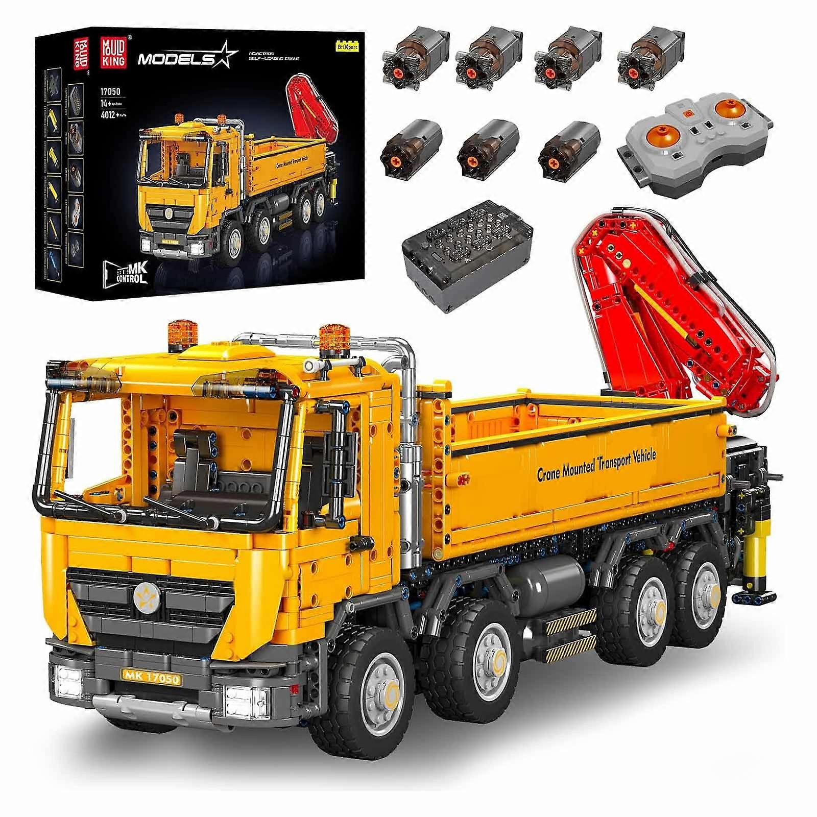 Mould King MOC Technology Car Pneumatic Crane Building Block Model - a remote controlled crane building set with 4012 parts and 9 motorized crane clam